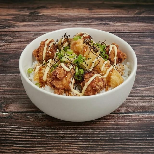Shrimp Tempura and Chicken Bowl.