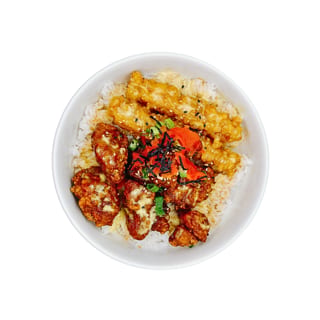 Shrimp Tempura and Chicken Bowl