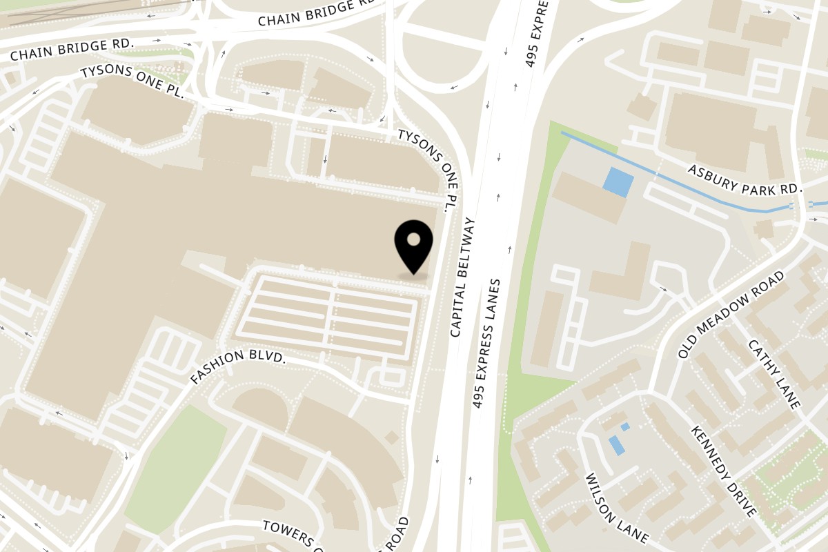 Map showing the location of Capital Musubi Tysons on 7933 Tysons Corner Ctr Ste F12L in Tysons